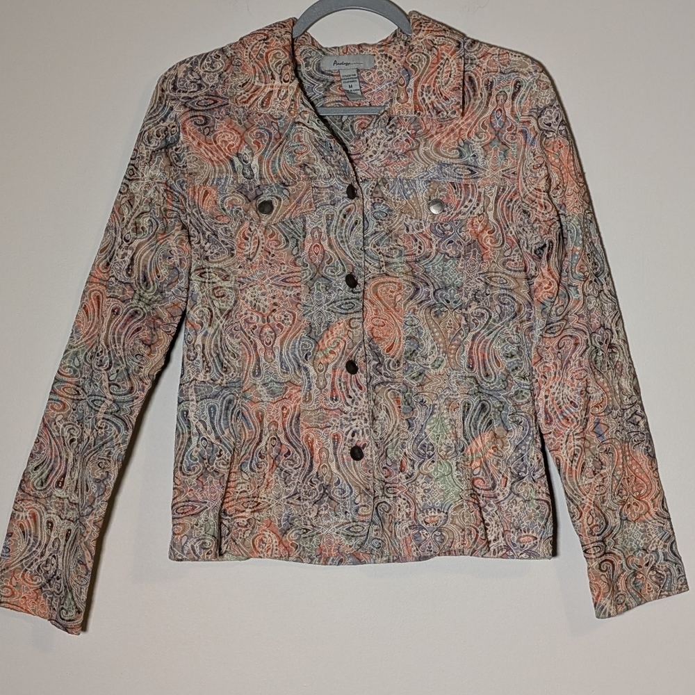Analogy Paisley Textured Multicolor Jacket Women's Size M